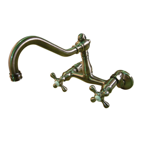 Wall Mount Kitchen Faucet - Antique Brass Finish