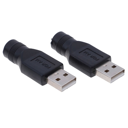 2Pcs USB female to 5.5mm x 2.1mm female DC power