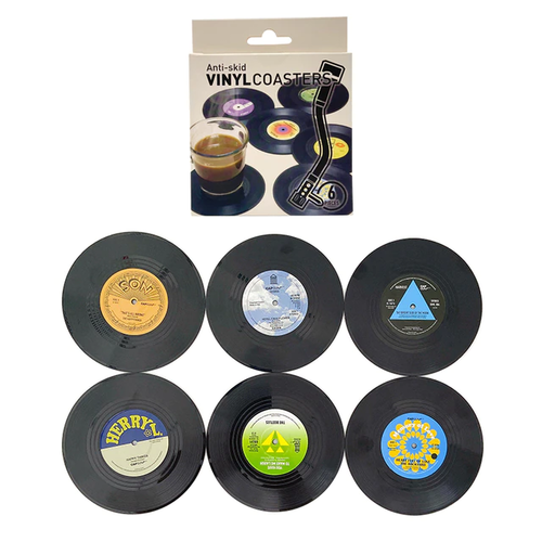 Retro Vinyl Record Drink or Bar Top Coasters - 6pcs