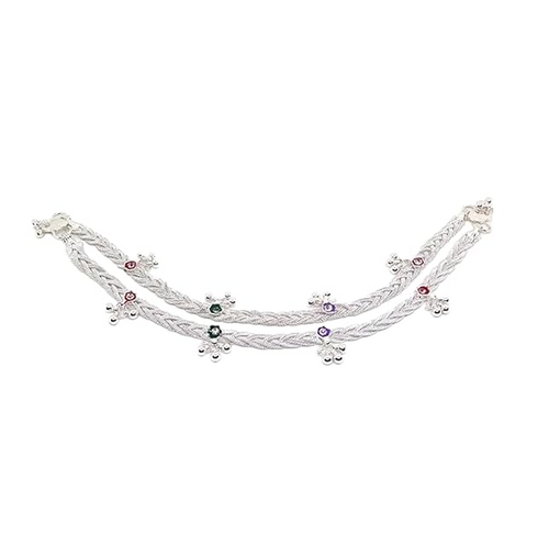 Women's Silver Plated pearl Anklet Pair for Wedding Cultural Events