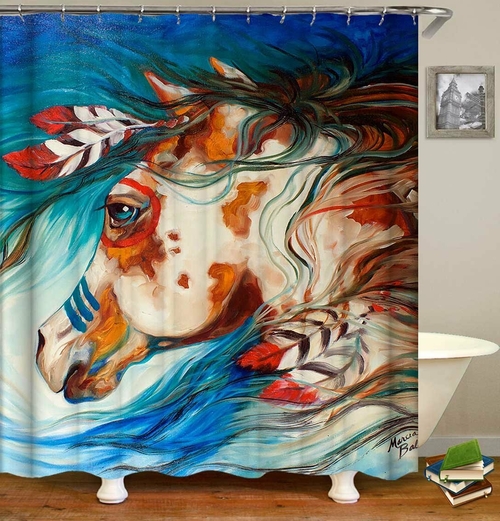 Native Horse Painting Shower Curtain