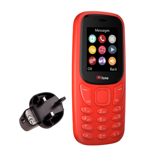 Returned Resale - TTfone TT170 Red Dual SIM mobile with Mains Charger,