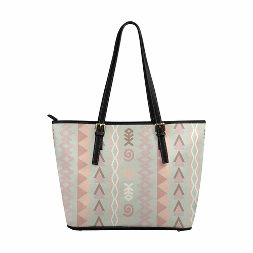 Large Leather Tote Shoulder Bag - Bohemian Print