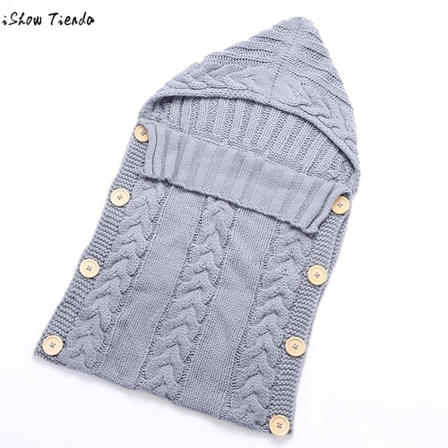 Baby Sleeping Bag Newborn Hood Button Knitting