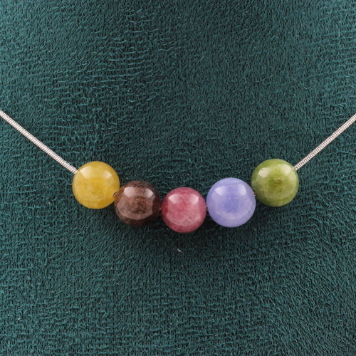 Multicolor Tourmaline 8 mm 5 beads necklace