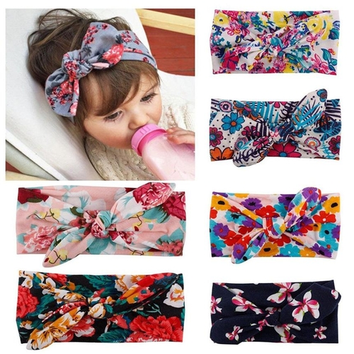 6pc Baby Unisex Print Knot Cross Headband Baby