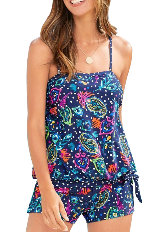 Mixed Print Tankini Swimwear