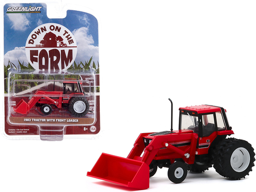 1982 Tractor with Front Loader and Dual Rear Wheels Red \Down on the