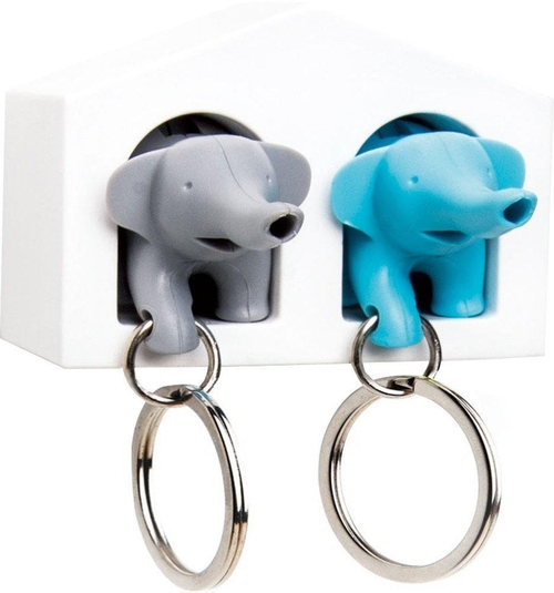 Duo Whistle Elephant Key Ring Holder