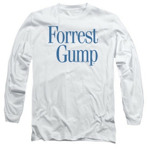 Trevco Forrest Gump-Logo Long Sleeve Adult 18-1 Tee, White - Mediu
