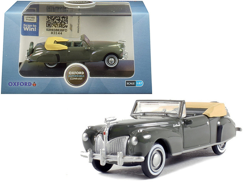 1941 Lincoln Continental Convertible Pewter Gray 1/87 (HO) Scale