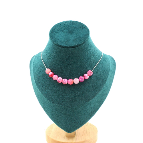 Red cracked Agate 10 bead necklace 8 mm