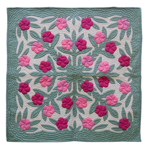 42″ Hawaiian Quilt Wall Hanging – Pink Plumeria Design