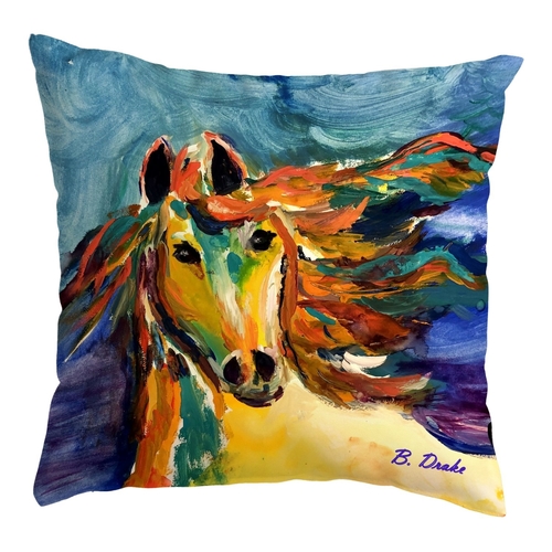 Betsydrake KS1173 12 x 12 in. Colorful Horse No Cord Pillow - Small