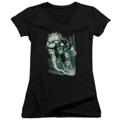 Trevco Jla-Emerald Energy Junior V-Neck Tee, Black - 2X