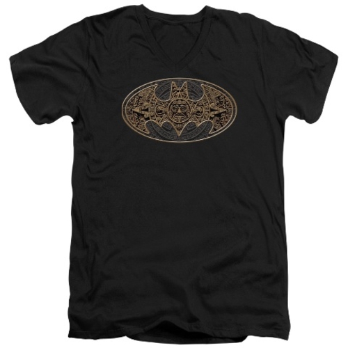 Trevco Batman-Aztec Bat Logo - Short Sleeve Adult 30-1 Tee - Black,