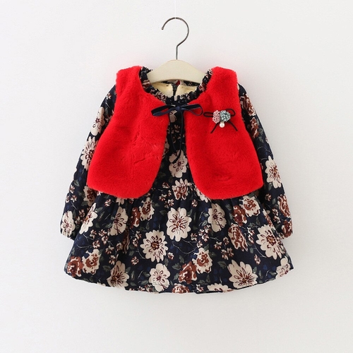 2019 Newborn Infant Baby Girl Floral Faux Fur Vest