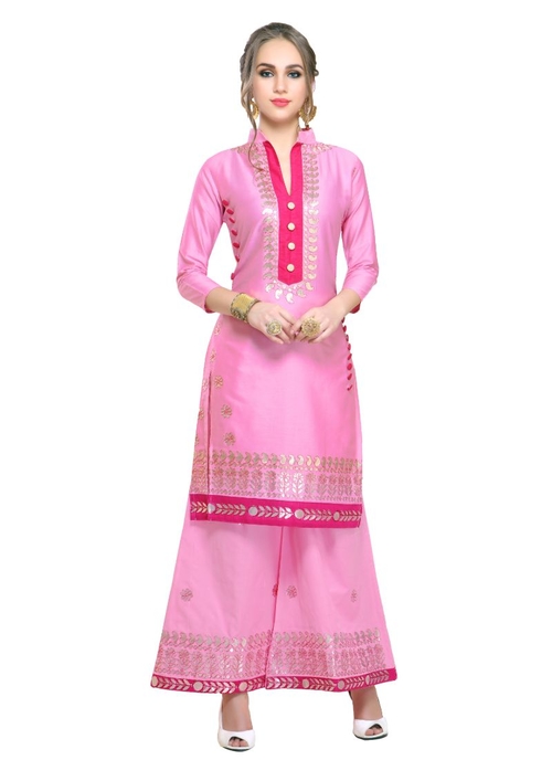 Generic Women's Cotton Salwar Material (Pink,