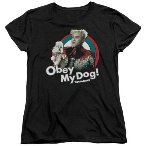 Trevco Zoolander-Obey My Dog Short Sleeve Womens Tee, Black - 2X