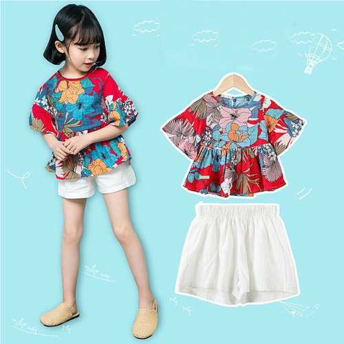 2019 Little Girls Stylish Floral Clothes Sets