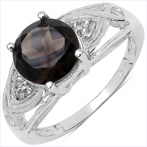 2.59 Carat Genuine Smoky Quartz & White Topaz .925 Sterling Silver