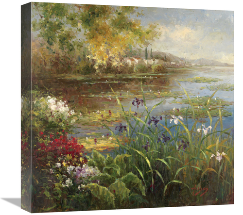 Global Gallery GCS-128542-1818-142 18 x 18 in. Village Pond Art Print 