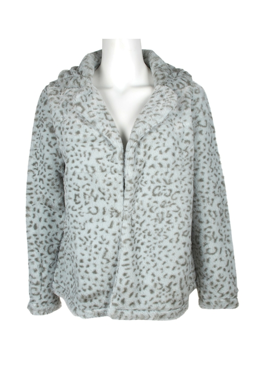 Melissa Paige Notched Collar Hook Closure Long Sleeve Animal Print