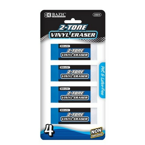 Bazic 2223  Two-Tone Vinyl Eraser (4/Pack) Pack of 24