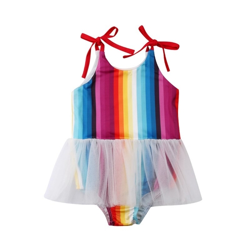 Newborn Baby Girls Summer Rainbow Swimwear