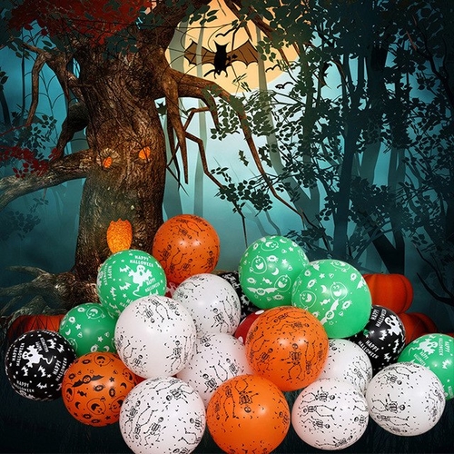 100PCS Halloween Round Balloon Multicolor Latex