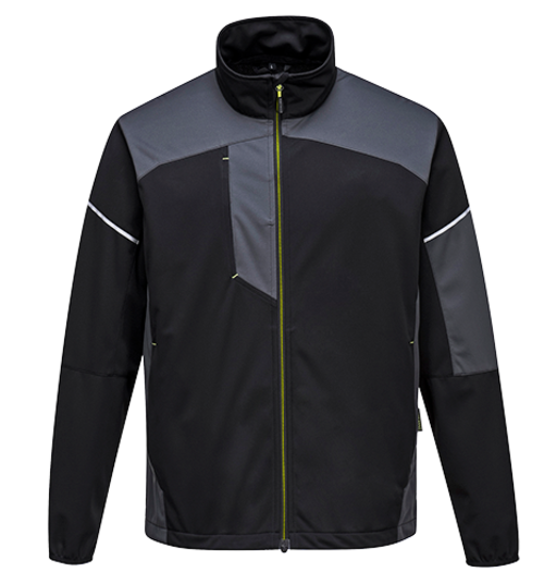 Portwest T620BZRL PW3 Flex Shell Jacket, Black & Zoom Grey - Large