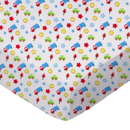 SheetWorld Fitted Crib Sheet - 100% Cotton Woven - Baby Cars & Trucks,