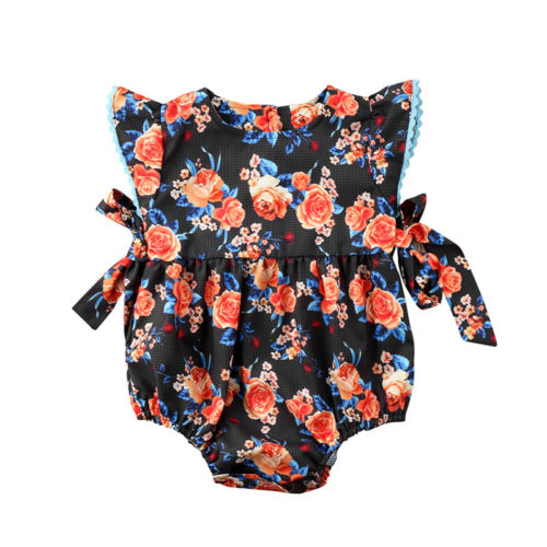 Newborn Infant Kids Baby Girls Floral Bodysuit