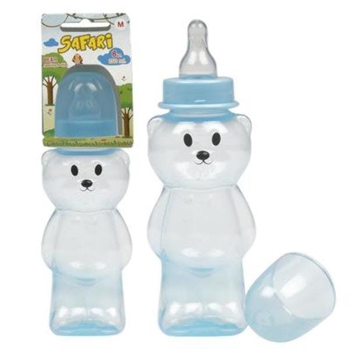 DDI 2326796 8 oz Bear Shape with Silicone Nipple Baby Bottle, Blue