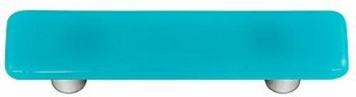 Hot Knobs HK1027-PA Turquoise Blue Rectangle Glass Cabinet Pull - Alum