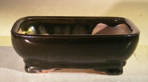 Black Ceramic Bonsai Pot - Rectangle6.0" x 5.0" x 2.0"