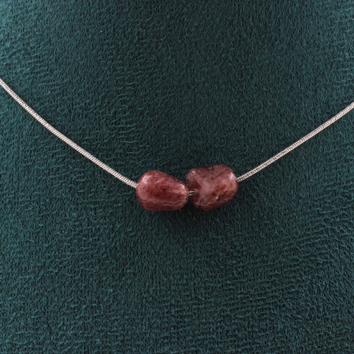 Ruby from Brazil 2 beads necklace