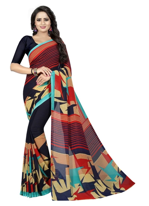 Generic Women's Georgette Saree(Multi, 5.5-6mtrs)