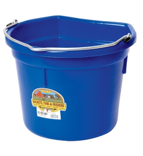 Miller P-22FBBLUE Flat-Back Plastic Bucket  Blue - 22 qt