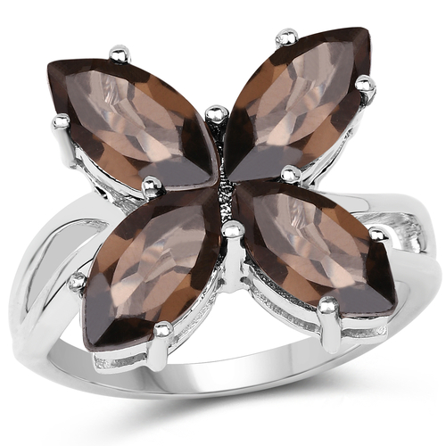 3.52 Carat Genuine Smoky Quartz .925 Sterling Silver Ring
