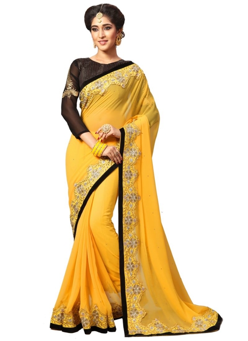 Yellow Color Georgette Saree with Blouse