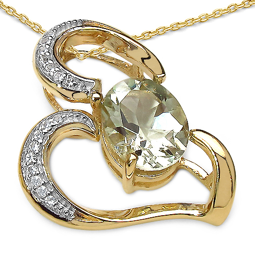 14K Yellow Gold Plated 2.66 Carat Genuine Amethyst & White Topaz .925