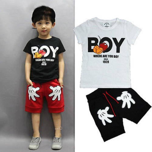 New Baby Boy Kids Cartoon Mouse Short Sleeve T