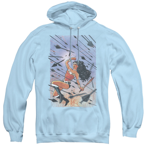 JLA & Wonder Woman No. 1 Adult Pullover Hoodie, Light Blue - Large