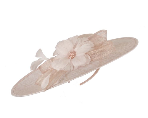 Large pink plate fascinator hat