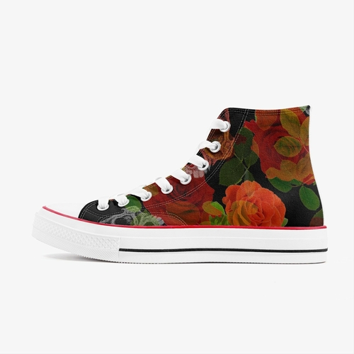 Jacki Easlick Skull Roses High-Top Canvas Sneakers