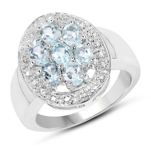 1.40 Carat Genuine Blue Topaz .925 Sterling Silver Ring