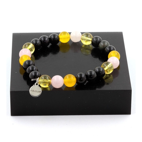 Black Obsidian + Yellow Agate + Citrine + Rose Quartz Bracelet
