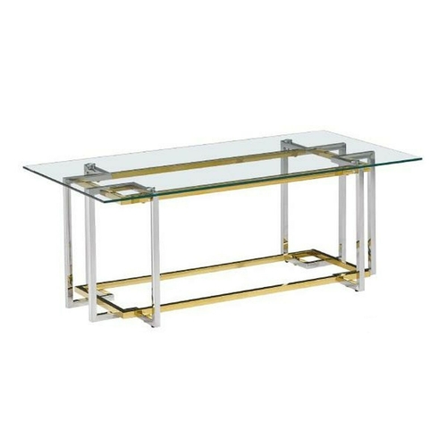 Table DKD Home Decor Bicoloured Crystal Steel 100 x 100 x 45 cm