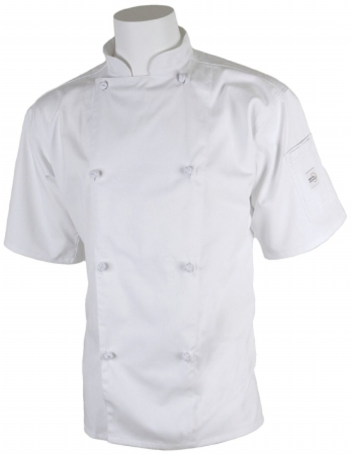 Mercer Tool M61022WHXS Genesis Unisex Short Sleeve Chef Jacket With Cl